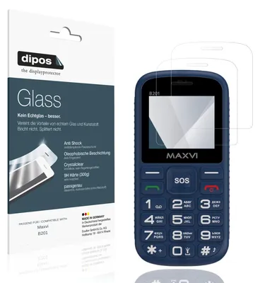 Produktbild von 2x Schutzfolie für Maxvi B201 - Anti-Shock 9H Folie dipos Glass Kunststoffglas