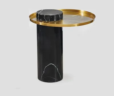 Produktbild von Runder Schwarz Beistelltisch Couchtisch Schlafzimmer Kommode Tische Konsole