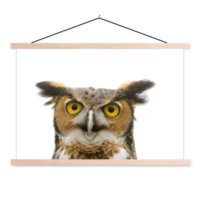 Produktbild von MuchoWow® Textilposter Eule - Vogel - Porträt 60x40 cm mit holzfarbenen Rahmen - Bilder