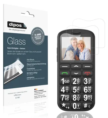 Produktbild von 2x Schutzfolie für Ufferson G180 - Anti-Shock 9H Folie dipos Glass Kunststoffglas