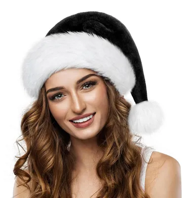 Produktbild von Weihnachtsmütze Nikolausmütze Damen Herren Plüschrot Weiß Erwachsene