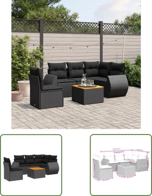 Produktbild von The Living Store 6-tlg. Garten-Sofagarnitur mit Kissen Schwarz Poly Rattan