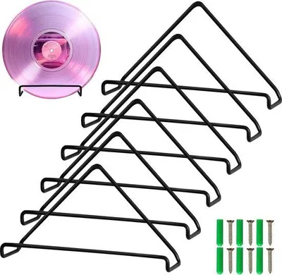 Produktbild von Famanu Wandhalterung für Schallplatten - 6-teiliges Set, Schwarz