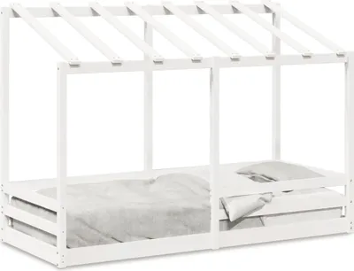 Obrázok produktu pre vidaXL Detská postieľka so strieškou biela 90x190 cm z masívneho borovicového dreva