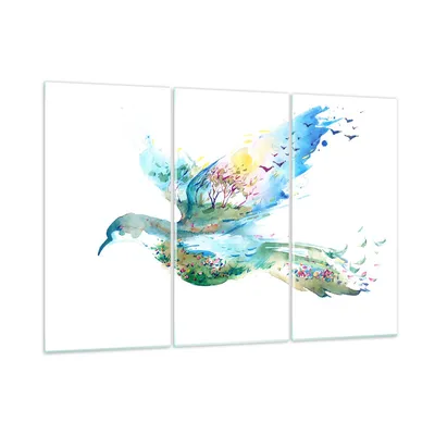 Produktbild von Bilder auf glas - Abstraktion Vogel Natur Bewegung - 105x70cm - Glasbilder - Wandbilder - Kunstdruck - zum Aufhängen bereit - Wanddekoration aus Glas - Glas Bilder - Wandbild auf Glas - GCE105x70-3032