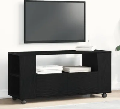 Image de Maison Exclusive - Meuble TV à roulettes, aspect chêne noir, 102 x 34,5 x 43 cm