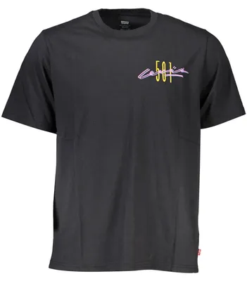 Produktbild von Schwarzes Herren-Kurzarmshirt mit Stickerei und Rundhalsausschnitt