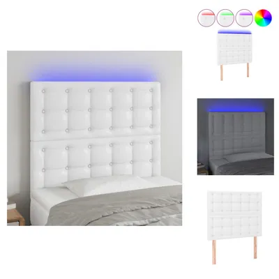 Produktbild von vidaXL LED Kopfteil Weiß 80x5x118/128 cm Kunstleder -  Kopf- & Fußenden