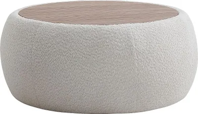 Produktbild von Couchtisch - Mit Stauraum und Bouclé-Stoff + MDF - Weiß - SORIELI