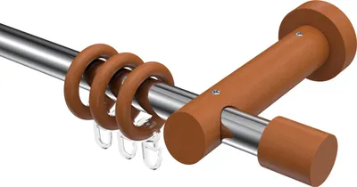 Produktbild von Interdeco Gardinenstange / Vorhangstange Chrom / Kirschbaum lackiert, Typ Talena Feta (Kappe), 20 mm Ø 1-läufig, 360 cm