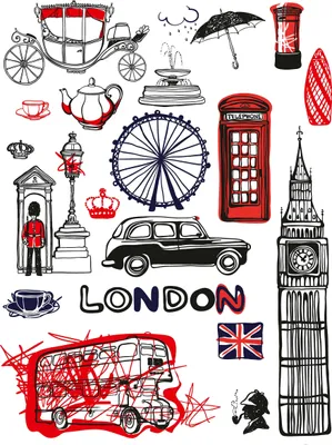 Produktbild von Sanders & Sanders Wandtattoo London Schwarz und Rot 85 x 65 cm