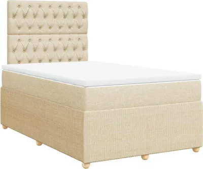 Produktbild von vidaXL Boxspringbett mit Matratze Creme 120x200 cm Stoff