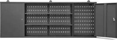 Produktbild von Hängeschrank Werkzeugschrank Werkstattschrank Metallschrank mit Lochwand Metall, 160 cm x 60 cm x 20 cm, Farbe: Schwarz