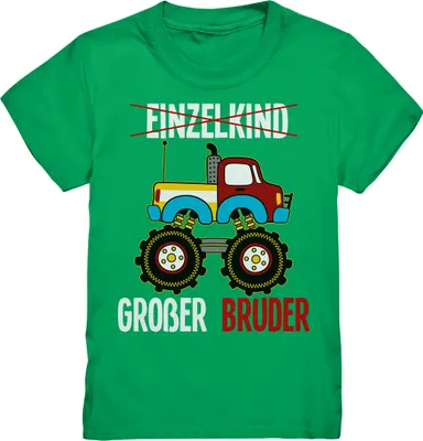 Produktbild von Monstertruck Großer Bruder T-Shirt – Kelly Green / 110/116 (5-6)