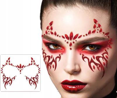 Immagine prodotto di Vampiro Gioielli Viso Halloween Decorazione Gotica Strass Accessori per il Trucco Spaventoso Festa Fantasia Maschera Design Creativo Estetica Oscura, Colore: Rosso