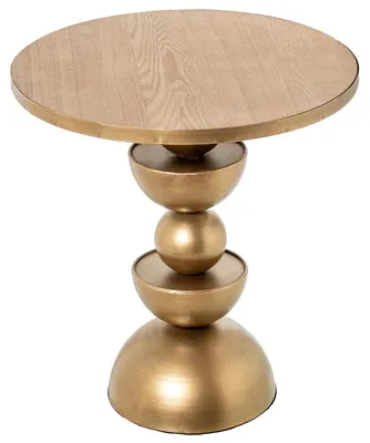 Produktbild von Beistelltisch aus Holz mit Metallfuß in Gold, 46 x 46 x 49 cm