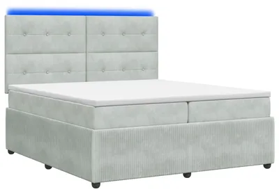 Produktbild von vidaXL LED Boxspringbett mit Matratze Hellgrau 200 x 200 cm Samt