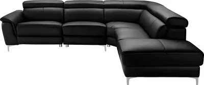 Produktbild von Ecksofa mit elektrischer Relaxfunktion in Leder SITIA - Schwarz - Rechte Seite