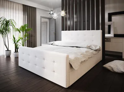 Zdjęcie produktu dla Łóżko podwójne z materacem sprężynowym VASILISA COMFORT 1 - 200x200, beżowy