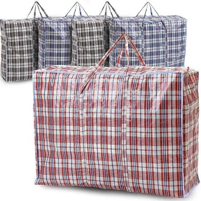 Obrázek produktu pro Velké prádelní tašky Jumbo se zipem, recyklovatelné, 80 x 60 x 28 cm, 5 kusů