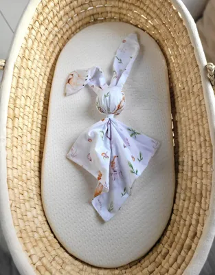 Imagen del producto de Funda de cojín con diseño de conejito, manta para bebé, algodón doble: extra suave y duradera