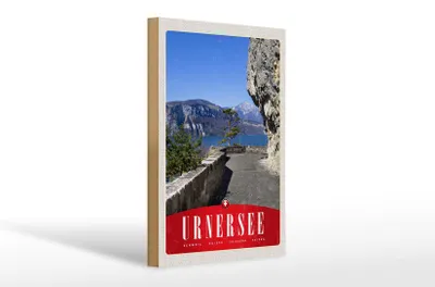 Produktbild von Holzschild Reise 20x30cm Urnersee Schweiz Gebirge Natur Bäume