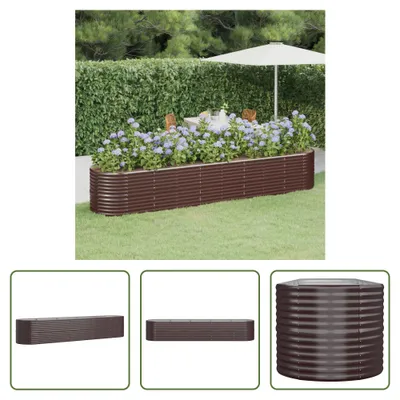 Image de The Living Store Lit surélevé Acier revêtu par poudre 368x80x68 cm Marron
