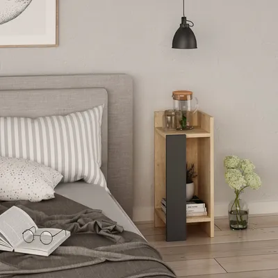 Zdjęcie produktu dla Skye Decor, Elos- Elos Right DTE, kolor dąb, antracyt, szafki nocne i szafy, 60x25x27 cm, 100% płyta wiórowa pokryta melaminą