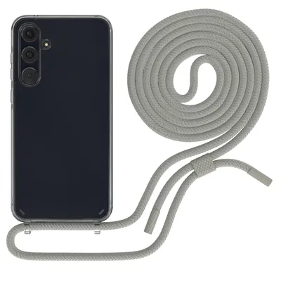 Produktbild von EAZY CASE Handykette für Samsung Galaxy A55, Clear Case aus Silikon, mit Umhängeband, abnehmbare Endstücke, Handyband in Beige