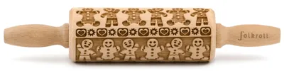 Produktbild von Folkroll Teigrolle Lebkuchenmann, junior, 23 cm, Nudelholz, Prägerolle, Muster, Motiv, Rolle, Buchenholz, 332788