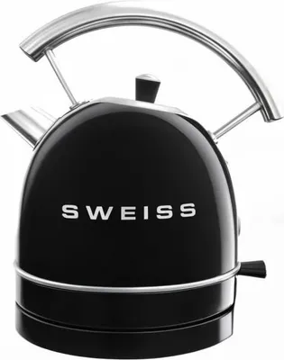 Image de Bouilloire Vintage SWEISS KTL9, 2200 W, 1,8 L, Socle 360°, Acier Inoxydable, Noir
