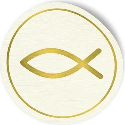 Produktbild von itenga 24x Sticker "Fisch Gold" Strukturpapier creme Heißfolierung (Motiv 159)