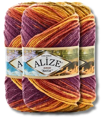 Image de Alize 3x 100g Burcum Batik, fil à effets de dégradés de couleurs, idéal pour le crochet et le tricot (référence 8027)