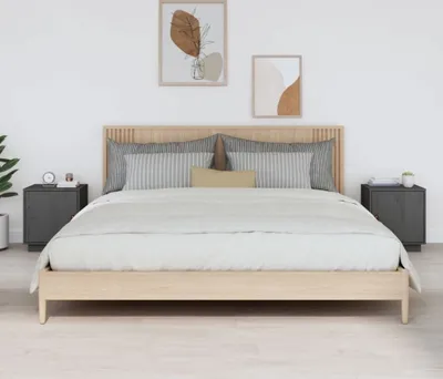 Produktbild von vidaXL Nachttische 2 Stk. Grau 40x34x45 cm Massivholz Kiefer