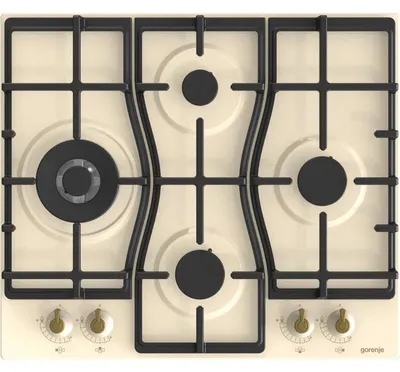 Imagen del producto de Gorenje GW6D42CLI, color beige, integrable, 60 cm, gas, hierro fundido, 4 zonas de cocción