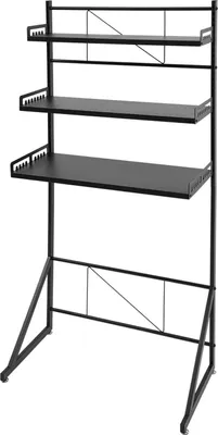 Obrázek produktu pro Regál nad pračku – stojící na podlaze, 3 police – nastavitelná výška polic 49–68,5 cm – uhlíková ocel – nosnost 50 kg – velikost M – černá barva