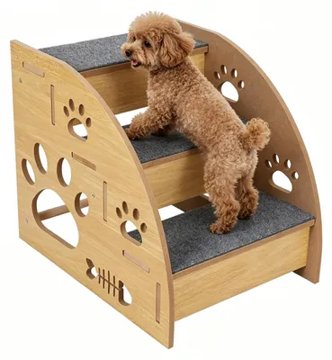 Hundetreppe aus Massivholz, 3 Stufen, 35 cm, für kleine Hunde und Katzen