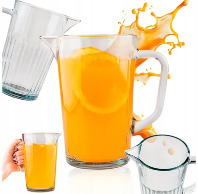 Zdjęcie produktu dla SuperButelki - Dzbanek Arvid 1l, z uchem, wyprofilowany dziubek, grube szkoło, na wodę, lemoniadę, soki, herbaty, karafka do wody, uniwersalny