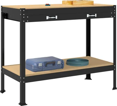 Produktbild von Werkbank Schwarz 114 x 54 x 91 cm Sperrholz und Metall