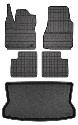 Produktbild von Gummimatten + Kofferraumwanne für Renault Twingo II 2007-2014 (Standard-Kofferraum) – Schwarz, passgenau – Wielganizator SolidPRO