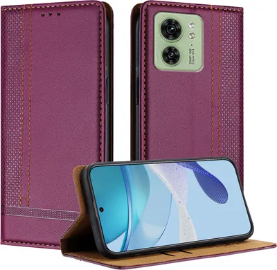 Produktbild von Handyhülle für Motorola Edge 40 Leder Flip Klappbare Schutzhülle mit Standfunktion Lila