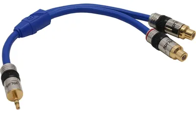 Produktbild von InLine Cinch/Klinke Kabel, PREMIUM, 2x Cinch Buchse an 3,5mm Klinke St., 0,25m, 2 x RCA, Stecker, 3.5mm, Buchse, 0,25 m, Blau