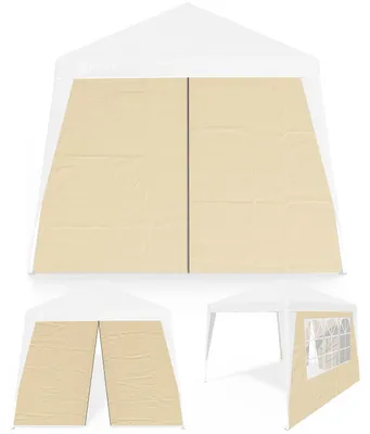 Produktbild von CASARIA® 2x Seitenteil für Pavillon 3x3m Wasserdicht mit Fenster mit Reißverschluss Garten Seitenwand Abdeckplane Faltpavillon Pop Up Stabil Beige