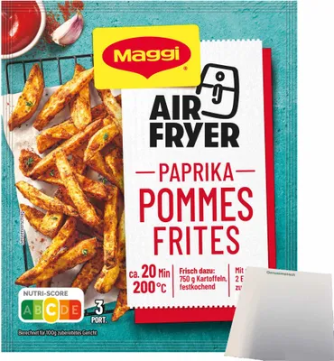 Produktbild von Maggi Air Fryer Paprika Pommes Frites Fix Gewürzmischung (34g Packung) + usy Block