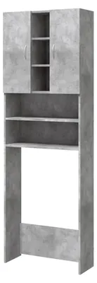 Produktbild von Waschmaschinenschrank mit 2 Türen und 9 Fächern in Betongrau 64x25,5x190cm