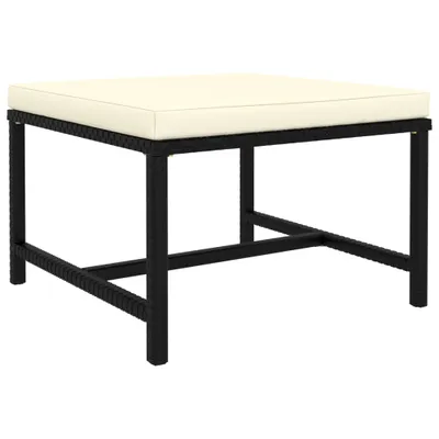 Immagine prodotto di The Living Store Poggiapiedi modulare con cuscino in polirattan nero