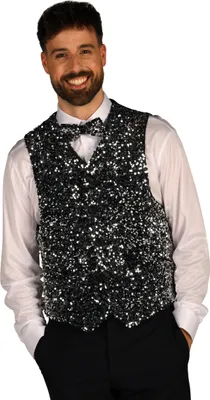 Produktbild von Weste West End Pailletten silber schwarz Herren, Groesse:M