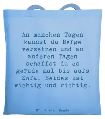 Produktbild von Mr. & Mrs. Panda festivaltasche Spruch Hoffnung und Ruhe - Sky Blue - Geschenk, Tote Bag, Jutebeutel, Selbstfürsorge, Schultasche, Motivation, Lebensphasen, Tasche, Zitat