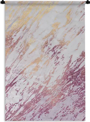 Produktbild von MuchoWow® Wandteppich Wandbehang Marmor - Lila - Gold 90x135 cm Tapisserie Dekoration Wandtuch - Baumwolle - Wandskulptur
