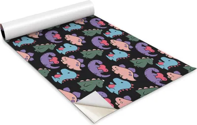 Zdjęcie produktu dla Folia samoprzylepna - Okleina meblowa - Dekoracyjna - Do mebli - Tapeta - Naklejka - Folia - Kolorowo rysowane dinozaury - 100 x 50 cm